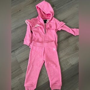 Girls toddler U.S. POLO ASSN Hoodie & Pant Set track suite pink 2T